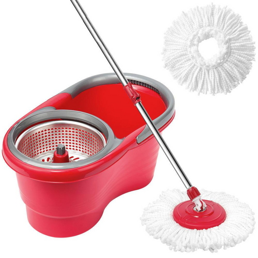 Spin Mop Bucket Set Portable Double Drive Stainless Steel Bucket Hand Pressure 360 Rotation