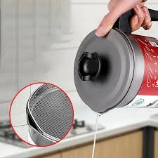 Stainless Steel Oil Strainer Pot Filter With Tray, Oil Separator And Storage Can With Fine Mesh Strainer, Oil Trap with Lid, (Kitchen Cooking Oil Tool). - Gadget Savor