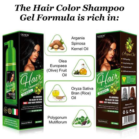 Lichen Herbal Hair Color Shampoo Gel With Pump 200ml, Your Best Hair Move - Gadget Savor