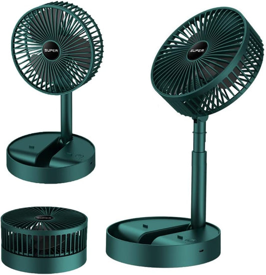 Portable Rechargeable Desk Fan, Folding Fan 3 Speeds Adjustable Height Table Fan with Timer, 2000mAh Rechargeable USB Charging for Home Office Travel Camping RV Desk Bedroom Outdoor